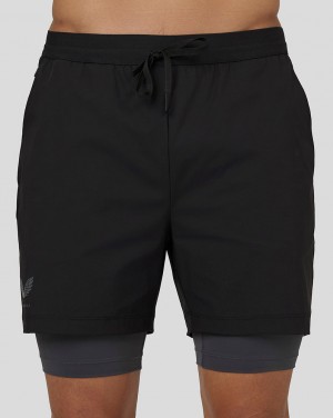 Castore Flow 2-in-1 Shorts Čierne | 805-JODWZB