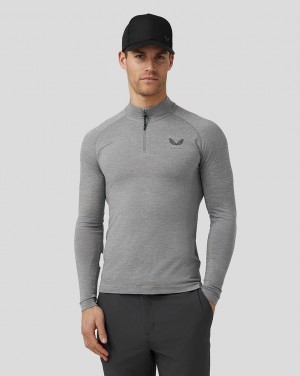 Castore Golf Body Mapped Seamless Quarter Zip Top Steel | 730-VDJUOK