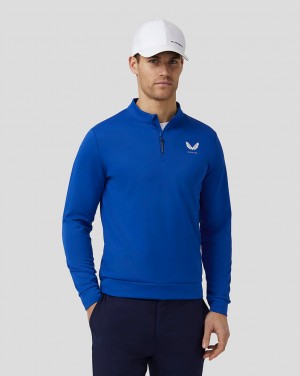 Castore Golf Club Classic Quarter Zip Top Kráľovská Modrá Modre | 571-EFVZAR