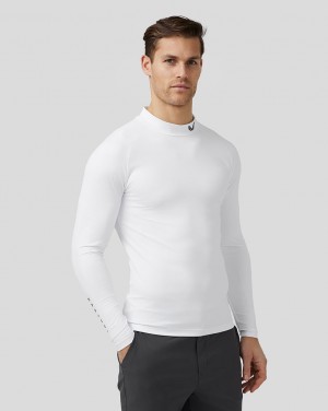 Castore Golf Long Sleeve Mock Neck Base Layer Biele | 103-GJQIVR