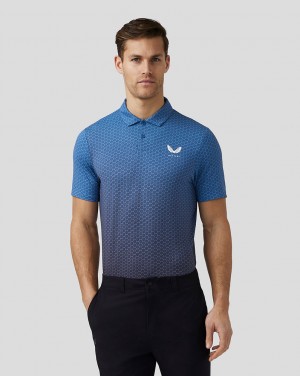 Castore Golf Print Polo Modre | 852-JTQGNH