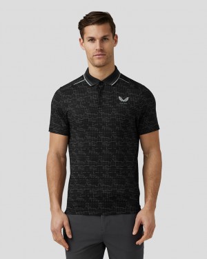 Castore Golf Printed Tech Polo Čierne | 035-ZFOVUY