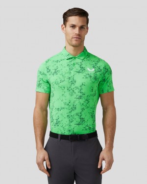 Castore Golf Short Sleeve Geo Printed Polo Lime | 240-VECGLS