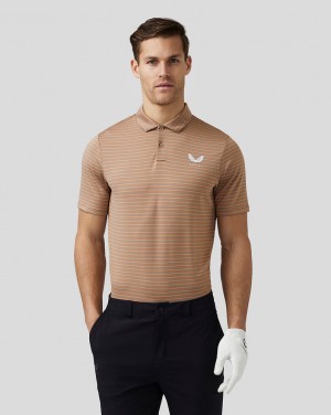 Castore Golf Yarn Dye Stripe Polo Clay | 241-RGXOJF