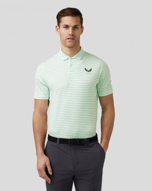 Castore Golf Yarn Dye Stripe Polo Lime | 376-FINGQJ