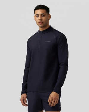 Castore Zone Ventilation Quarter Zip Námornícka Modrá | 076-IFUXOG