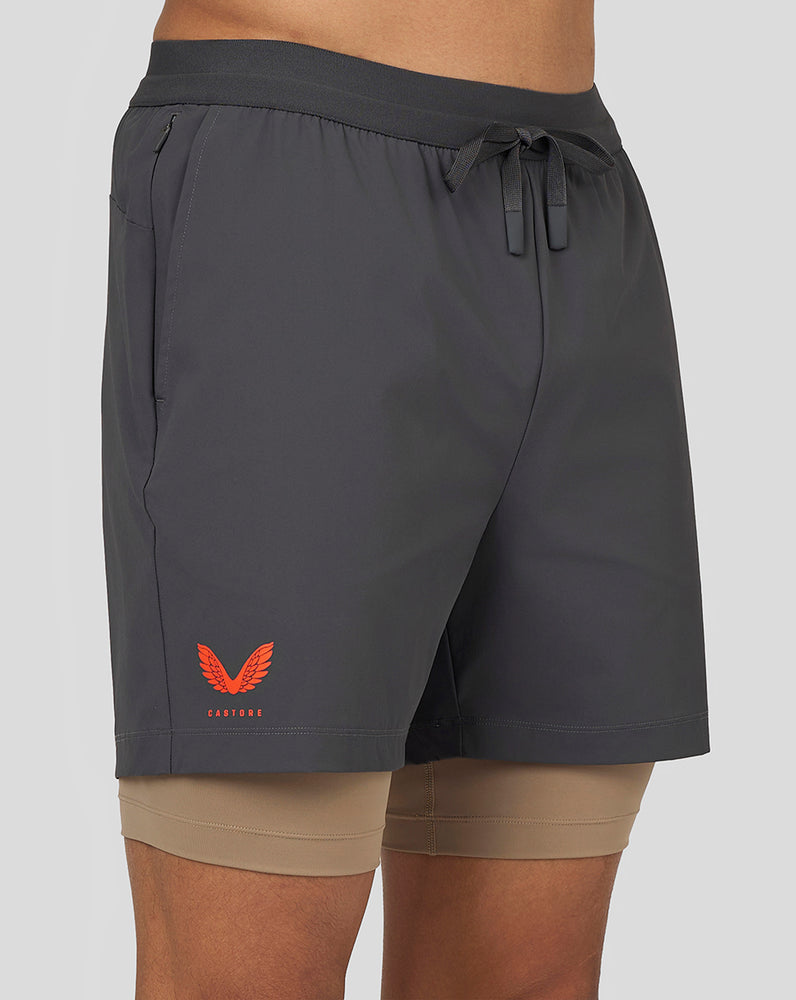 Castore Flow 2-in-1 Shorts Gunmetal | 723-ALXDYI