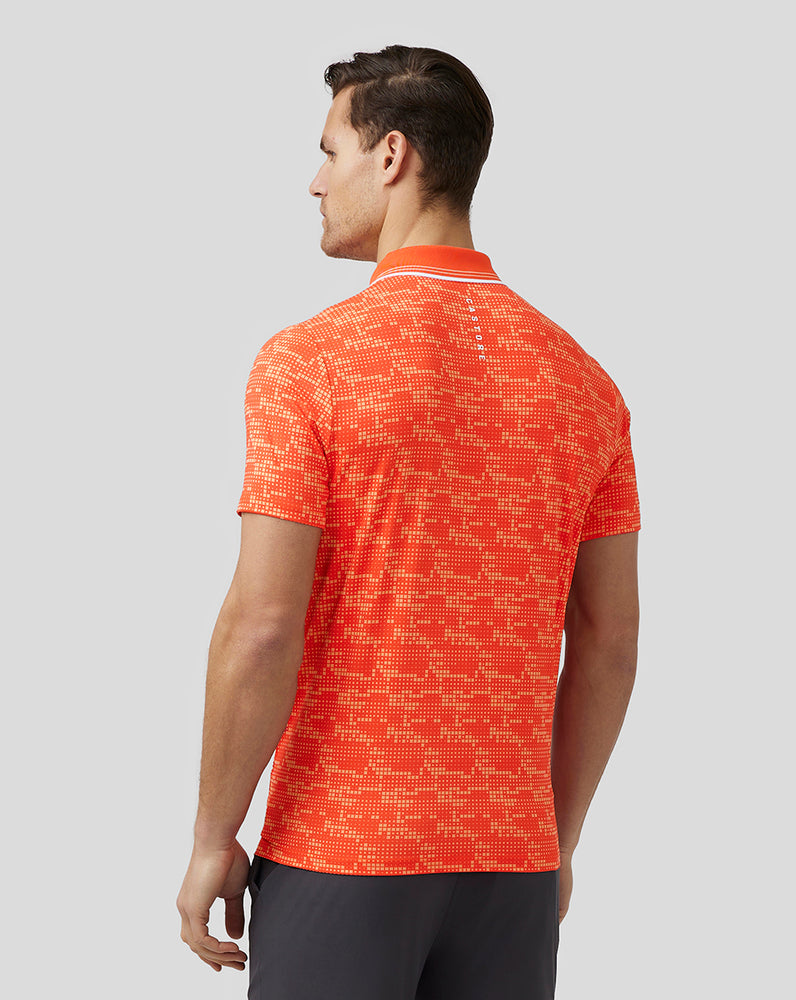 Castore Golf Printed Tech Polo Tmavo Oranžové | 875-BLDOQS