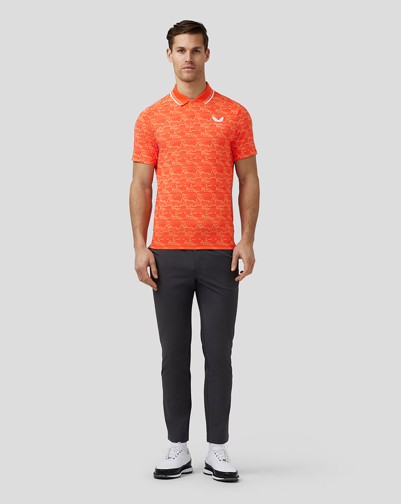 Castore Golf Printed Tech Polo Tmavo Oranžové | 875-BLDOQS