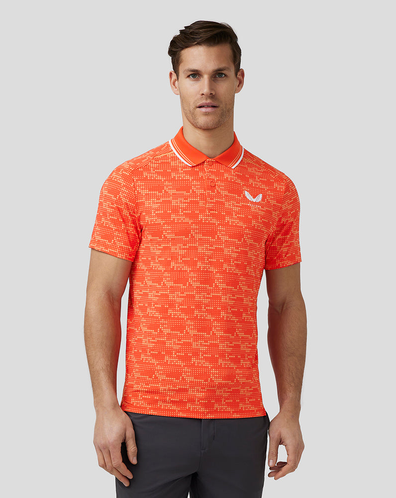 Castore Golf Printed Tech Polo Tmavo Oranžové | 875-BLDOQS