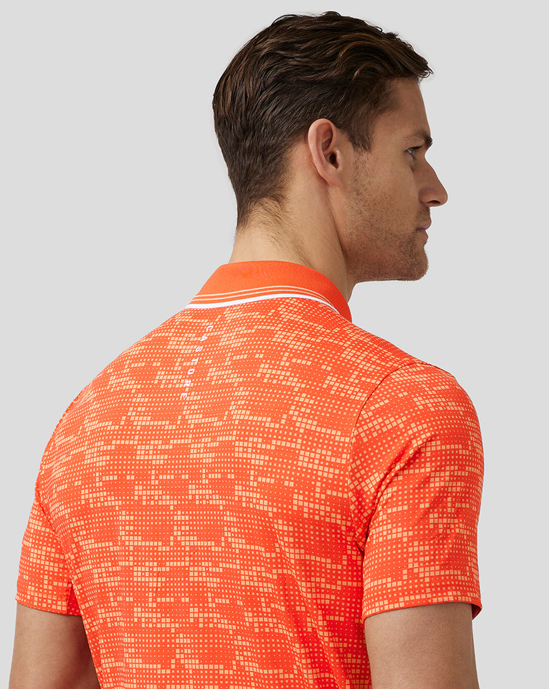 Castore Golf Printed Tech Polo Tmavo Oranžové | 875-BLDOQS