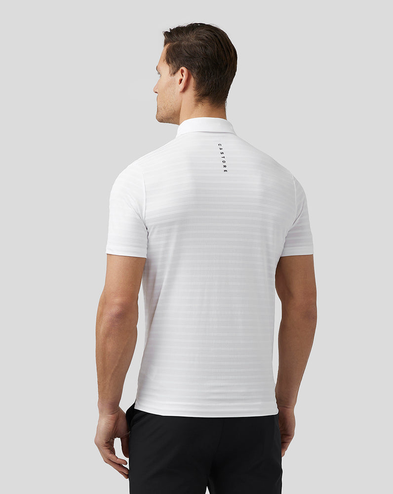 Castore Golf Textured Pique Stripe Polo Biele | 385-OLDAMQ