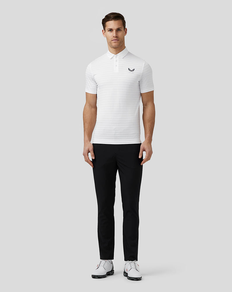 Castore Golf Textured Pique Stripe Polo Biele | 385-OLDAMQ