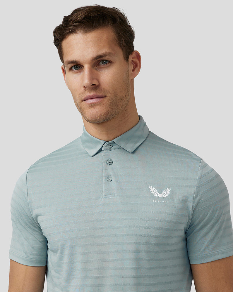 Castore Golf Textured Pique Stripe Polo Modre | 512-TPQVEU