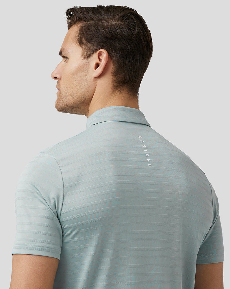 Castore Golf Textured Pique Stripe Polo Modre | 512-TPQVEU