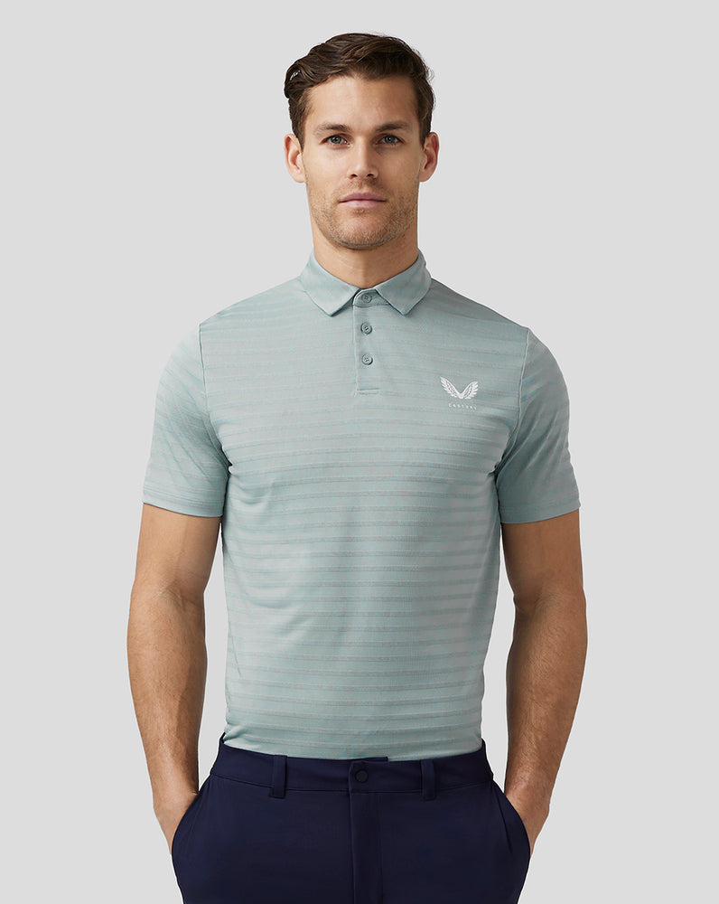 Castore Golf Textured Pique Stripe Polo Modre | 512-TPQVEU